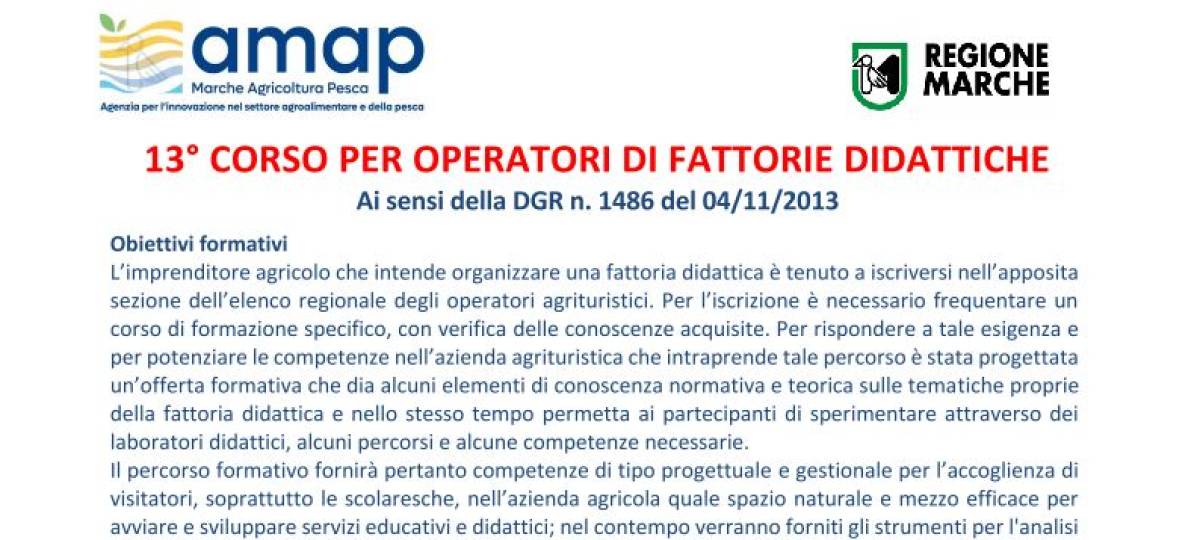 27/05/2025: 13° Corso per Operatori Fattorie Didattiche 2025