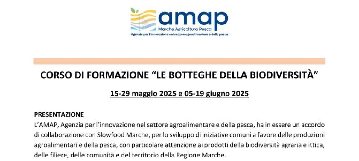 15/05/2025: Corso “Le botteghe della Biodiversità”