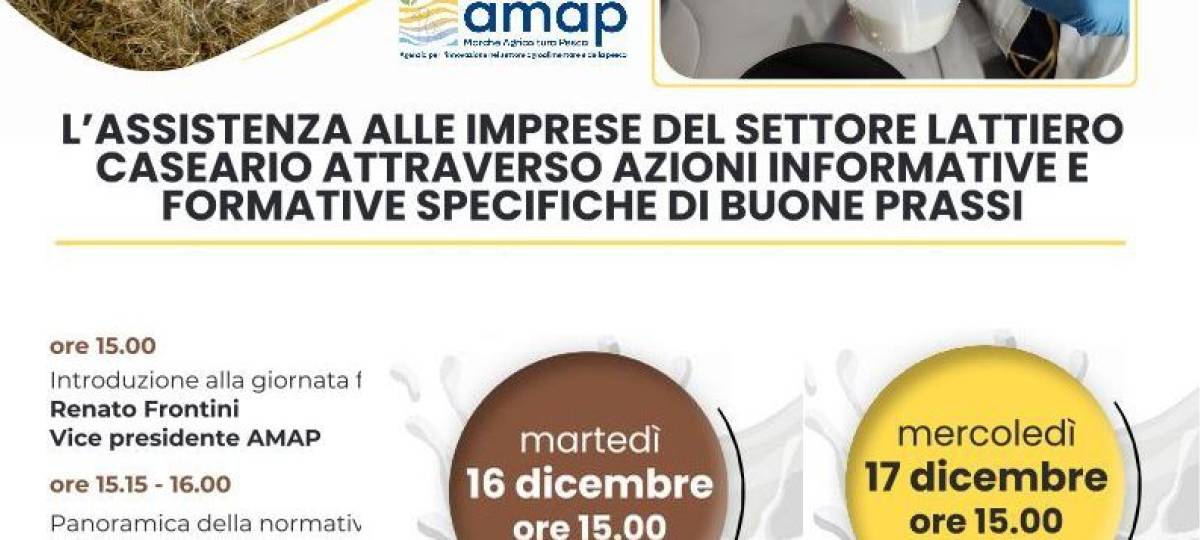 16-17/12/2025: L'assistenza alle imprese del settore caseario attraverso azioni informative e formative specifiche di buone prassi